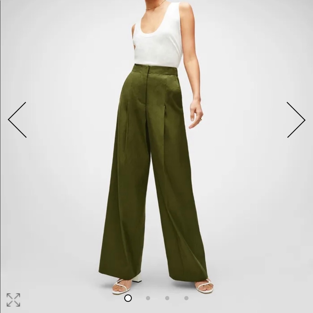 Green cotton wide leg dress pants size0 (fit 24)